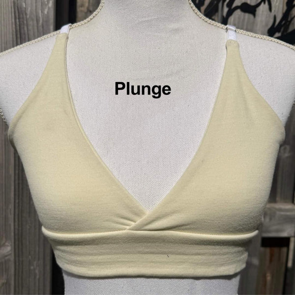 Adjustable shoulder strap bra. (Double Overlap, Deep V, and Plunge)