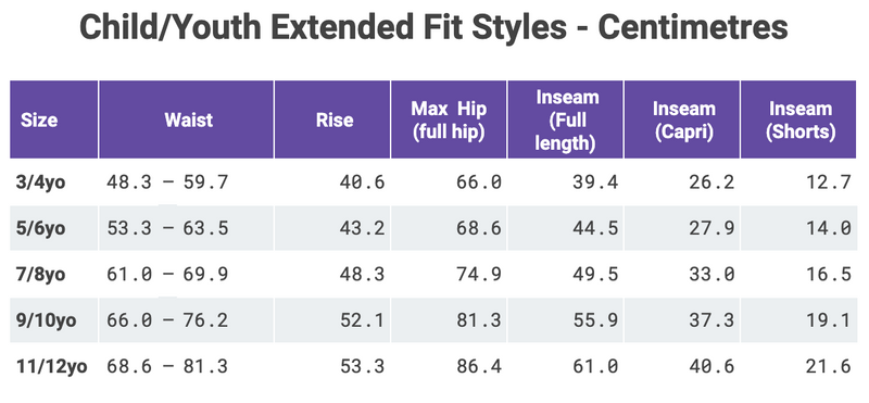 Extended Sizing for Kids.