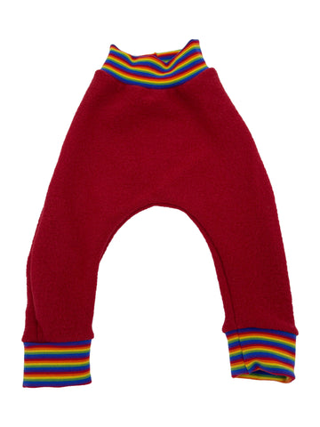 4y: Wool Parachute Pants (Red + RainBow)